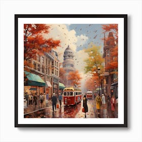 City In Autumn Art Print