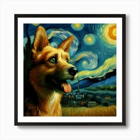 Starry Night Dog 1 Art Print