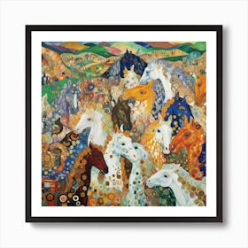 Horses In The Field Art Print