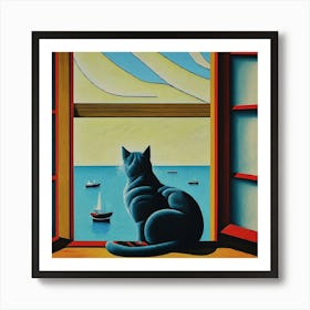 Cat Looking Out The Window 11 Art Print