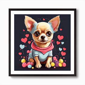 Valentine's Day Chihuahua Art Print