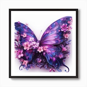 Butterfly With Flowers Art Print