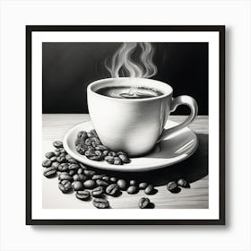 A Captivating Portrait Of A Coffee Wall Art Detailed In Subtle Pencil Shading Integrate Coffee Art Print