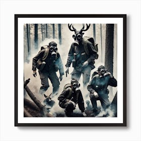 Gas Masks In The Forest 9 Art Print