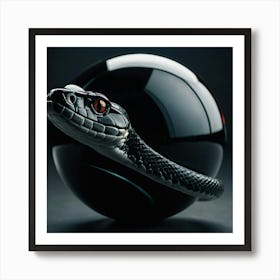 Black Snake On A Black Ball Art Print