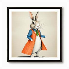 Rabbit In A Coat 1 Art Print