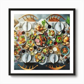 Table Full Of Food Art Print