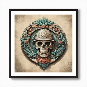 Skull And Roses 3 Art Print