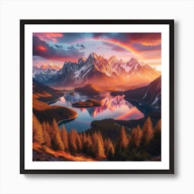 Rainbow In The Mountains Art Print