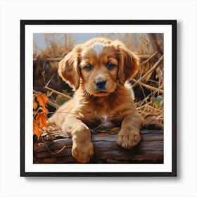 Puppy In The Fall Art Print