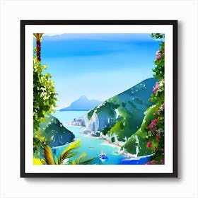 Capri Water color Travel Poster Art Print Art Print