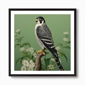 Ohara Koson Inspired Bird Painting American Kestrel 3 Square Art Print