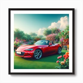 Sports Car in Garden Art Print