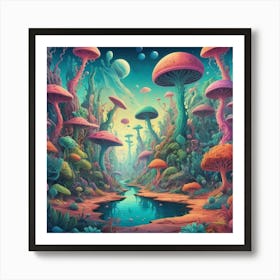 Psychedelic Mushrooms art print Art Print