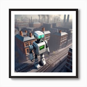 Robot On The Train Tracks Art Print