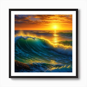 Sunset Over The Ocean 1 Art Print