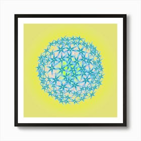 Blue Allium Flower On A Yellow Background Art Print