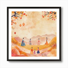 Chuseok Themed Banner Texture With Hanbok Design 1718398756 2 Art Print