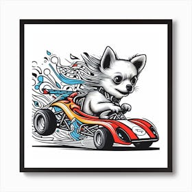 Chihuahua S Tiny Race Car Rally Art Print