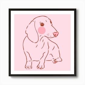 Pink Sausage Dog | Dachshund 1 Art Print