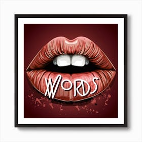 Fashion Lips And Among Them The Word Words (1) Art Print