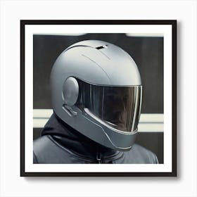 Create A Cinematic Apple Commercial Showcasing The Futuristic And Technologically Advanced World Of The Man In The Hightech Helmet, Highlighting The Cuttingedge Innovations And Sleek Design Of The Helmet And (3) Art Print