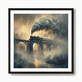 Steam Train On A Bridge 2 Art Print