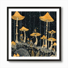 Gnome Mushroom Village Art Print