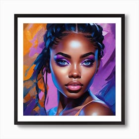 Black Woman With Purple Eyes 1 Art Print