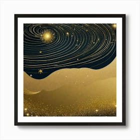 Night twirl on sand Art Print