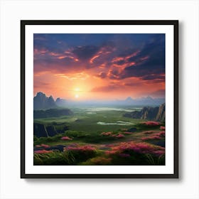 Sunset In The Mountains 16 Art Print