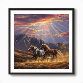 Horses In The Sun Art Print