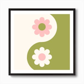 Yin Yang Flowers Art Print