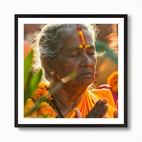 Indian Hindu Woman Praying Art Print