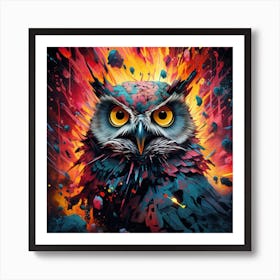 Owl in Fire Art Print