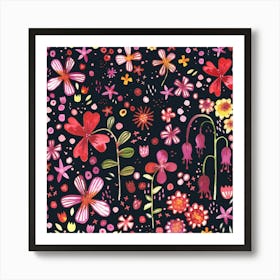 Watercolor Wild Flowers in the Dark Art Print