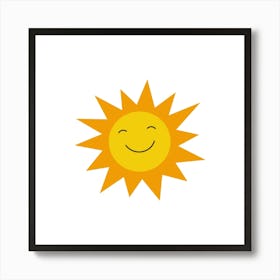 Cute sun printable art, smile sun print for Kids room, Sun poster, Kids playroom poster, Nursery sun wall art Downloadable file 1 Art Print