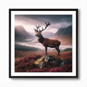 Stag In The Scottish Mountains Art Print