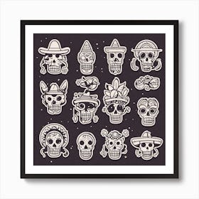 Day Of The Dead Skulls 5 Art Print