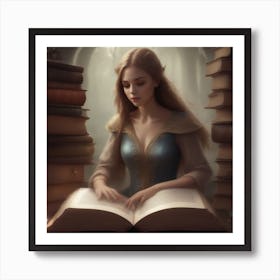 Young Woman Reading A Book Art Print