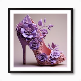 Purple Shoes With Flowers Art Print