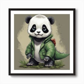 Baby Panda T Rex Art Print