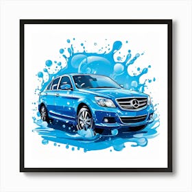 Logo Vector Car Wash Clean Soap Bubbles Water Splash Detailing Automotive Foam Service (9) Art Print