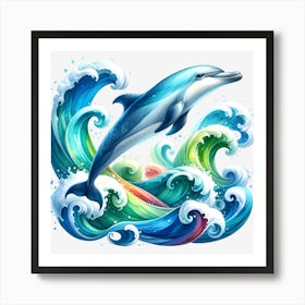 Dolphin In The Ocean Art Print