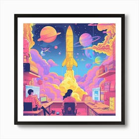 Space Rocket 4 Art Print