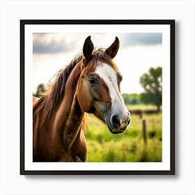 Horse Ranch Pony Animal Farm Nature Pet Farm Animal Summer Grass Head Mammal Green Mare (7) Art Print