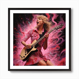 AI Taylor Swift Playing Guitar Art Print