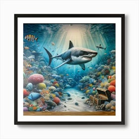 Under water shark 2 Art Print