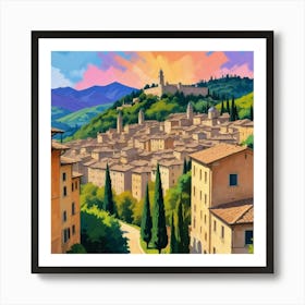 Urbino Italy Fauvist Painting Travel Poster Art Print 3 Art Print