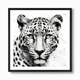 Gepard Head - Abstract Line Art Illustration 183 Art Print